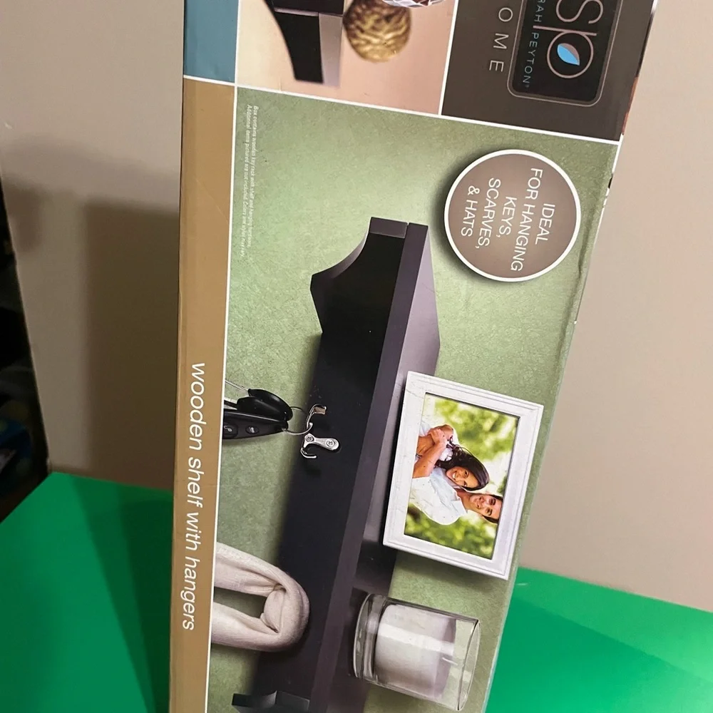SARAH PEYTON HOME Wooden Shelf & Photo Cube with Clock Bundle